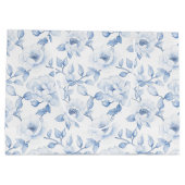Chic Blue White Floral Brautparty Große Geschenktüte (Rückseite)