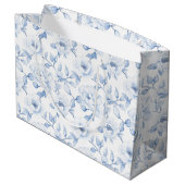 Chic Blue White Floral Brautparty Große Geschenktüte (Rückseite Schrägansicht)