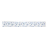 Chic Blue White Floral Brautparty Satinband (Vorderseite)