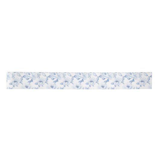 Chic Blue White Floral Brautparty Satinband (Vorderseite)