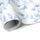 Chic Blue White Floral Brautparty Wedding Geschenkpapier (Rolleneckpunkt)