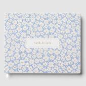 Chic Blue & White Floral Couple Wedding Gästebuch (Vorderseite)