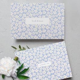 Chic Blue & White Floral Couple Wedding Gästebuch