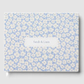 Chic Blue & White Floral Couple Wedding Gästebuch (Vorderseite)