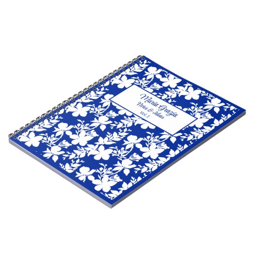 Chic Blue White Floral Notizblock (Linke Seite)
