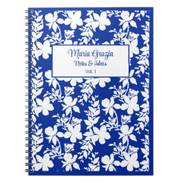 Chic Blue White Floral Notizblock