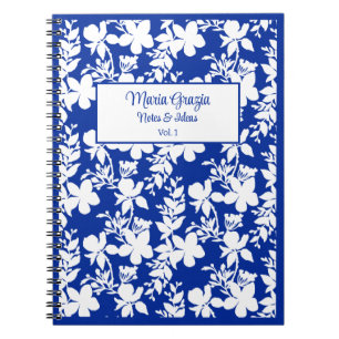 Chic Blue White Floral Notizblock