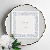 Chic Blue & White Floral Paper Napkin Serviette