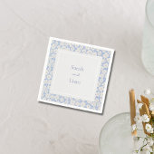 Chic Blue & White Floral Paper Napkin Serviette