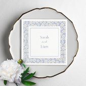 Chic Blue & White Floral Paper Napkin Serviette