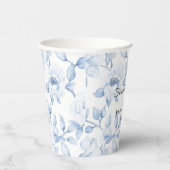 Chic Blue White Floral Wedding Pappbecher (Rechts)