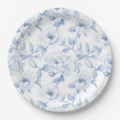 Chic Blue White Floral Wedding Pappteller (Vorderseite)