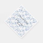 Chic Blue White Floral Wedding Serviette (Ecke)