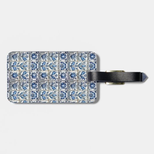 Chic Blue white frames toile de jouy monogram Gepäckanhänger (Rückseite horizontal)