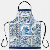 Chic Blue white frames toile de jouy monogram Schürze (Vorderseite)