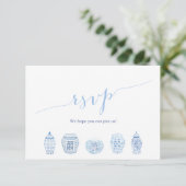 Chic Blue & White Ginger Jars Meal Choice Hochzeit RSVP Karte (Stehend Vorderseite)