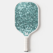 Chic Blue White Glittery Glitzern Modernes Monogra Pickleball Schläger (Rückseite)