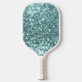 Chic Blue White Glittery Glitzern Modernes Monogra Pickleball Schläger (Vorderseite)
