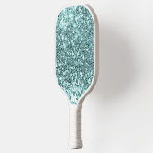 Chic Blue White Glittery Glitzern Modernes Monogra Pickleball Schläger (Links)