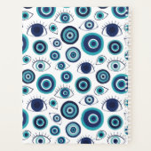 Chic Blue White Greek Evil Eye Monogram Planer (Rückseite)