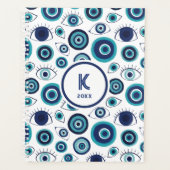 Chic Blue White Greek Evil Eye Monogram Planer (Vorderseite)