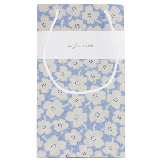 Chic Blue & White Petit Fleur Paper Napkin Kleine Geschenktüte (Rückseite)