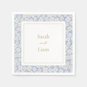 Chic Blue & White Petit Fleur Paper Napkin Serviette (Vorderseite)