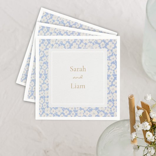 Chic Blue & White Petit Fleur Paper Napkin Serviette