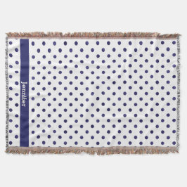 Chic blue-white polka dots muster monogramm decke