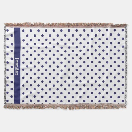 Chic blue-white polka dots muster monogramm decke (Vorderseite)