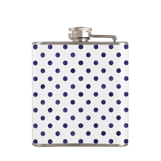 Chic blue-white polka dots muster monogramm flachmann (Rückseite)
