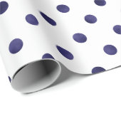 Chic blue-white polka dots muster monogramm geschenkpapier (Rolleneckpunkt)