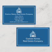 Chic Blue White Real Estate Company House Visitenkarte (Vorne/Hinten)