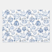 Chic Blue White Snowman Weihnachten Geschenkpapier Set (Vorderseite 3)