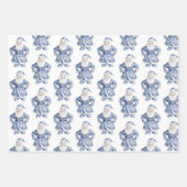 Chic Blue White Snowman Weihnachten Geschenkpapier Set (Vorderseite 2)