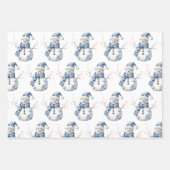 Chic Blue White Snowman Weihnachten Geschenkpapier Set (Vorderseite)