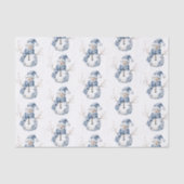 Chic Blue White Snowman Weihnachten Seidenpapier (Vorderseite)