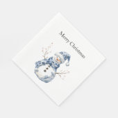 Chic Blue White Snowman Weihnachten Serviette (Ecke)
