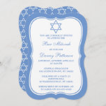 Chic Blue & White Stern von David Bar Mitzvah Einladung<br><div class="desc">Diese Einladungen können für jedes jüdische Heiligtum wie Bar Mitzvah, Bat Mitzvah, Bestätigung, Hochzeit, etc. angepasst werden. Fügen Sie Ihre benutzerdefinierte Formulierung mit dem Abschnitt "Diese Designvorlage bearbeiten" hinzu oder klicken Sie auf die blaue Schaltfläche "Anpassen", um den Schriftart und die Farbe zu ändern, oder um ein Foto oder eine...</div>