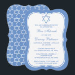 Chic Blue & White Stern von David Bar Mitzvah Einladung<br><div class="desc">Diese Einladungen können für jedes jüdische Heiligtum wie Bar Mitzvah, Bat Mitzvah, Bestätigung, Hochzeit, etc. angepasst werden. Fügen Sie Ihre benutzerdefinierte Formulierung mit dem Abschnitt "Diese Designvorlage bearbeiten" hinzu oder klicken Sie auf die blaue Schaltfläche "Anpassen", um den Schriftart und die Farbe zu ändern, oder um ein Foto oder eine...</div>