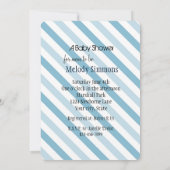 Chic Blue White Stripes Baby Dusche Einladung (Rückseite)