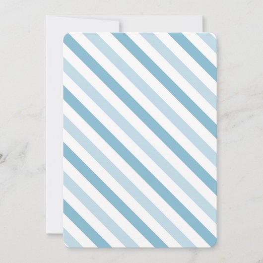 Chic Blue White Stripes Baby Dusche Einladung (Vorderseite)