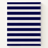 Chic Blue & White Striping Floral Frame Journal/ Notizblock (Rückseite)