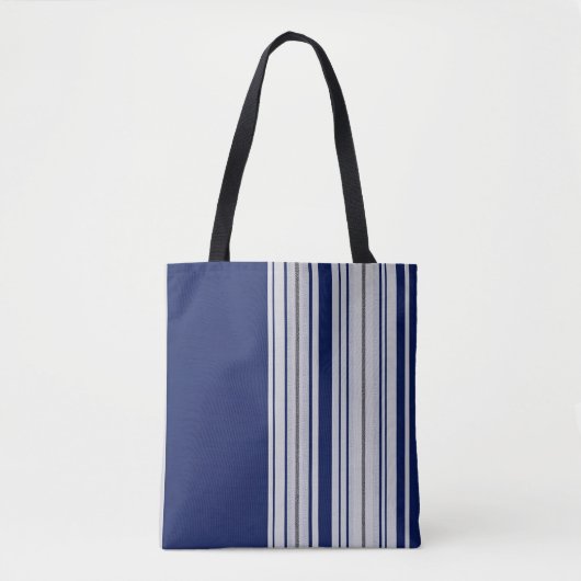 Chic Blue & White Tote Bag mit schwarzen Akzenten Tasche (Vorderseite)