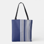 Chic Blue & White Tote Bag mit schwarzen Akzenten Tasche (Rückseite)