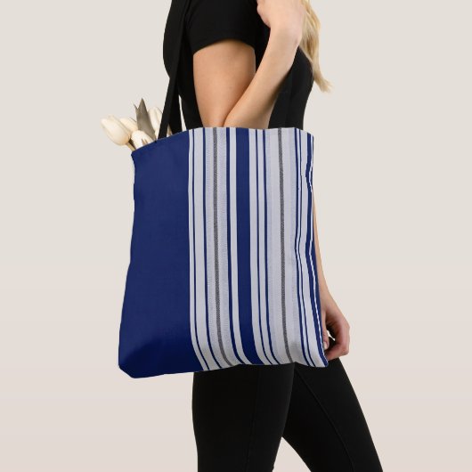 Chic Blue & White Tote Bag mit schwarzen Akzenten Tasche (Von Nahem)