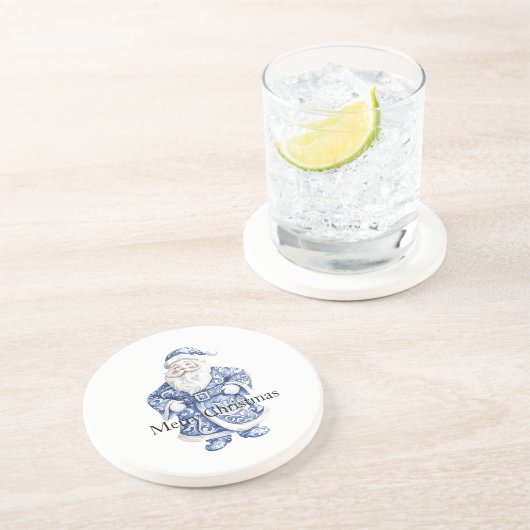 Chic Blue White Weihnachten Getränkeuntersetzer (Seite)