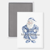 Chic Blue White Weihnachten Magnet (Vorderseite/Rückseite)