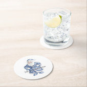 Chic Blue White Weihnachten Runder Pappuntersetzer (Vor Ort)