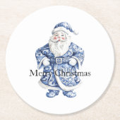 Chic Blue White Weihnachten Runder Pappuntersetzer (Vorderseite)